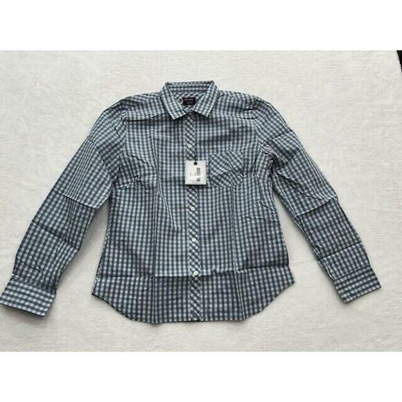 UNTUCKit Crispo Button Down Shirt Long Sleeve Gingham Blue White Size 8 NEW - Picture 1 of 7